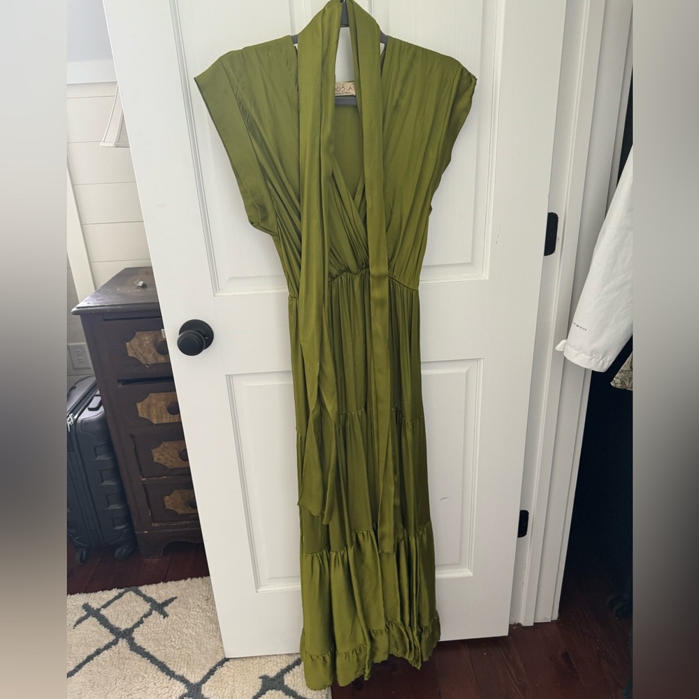 Maxi silk green dress size small